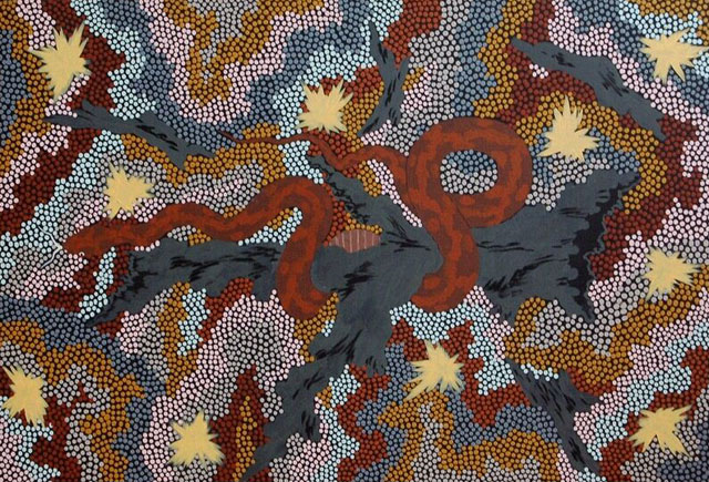 Carpet Snake DreamingClifford Possum Tjapaltjarri (1932-2002)