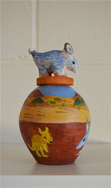 Eelbitania (Rabbit)The Hermannsburg Potters produce their distinctive handmade pieces within Arrernte custom and tradition and their work is internationally renowned.