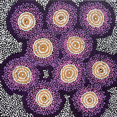 Ngapa Jukurrpa Water Dreaming - PuyurruThe site depicted in this painting is Puyurru