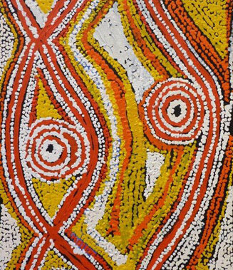 Warlu Jukurrpa (Fire Dreaming)This painting shows the traditional practices associated with burning off areas of spinifex country. The fires are lit so that â€˜liwirringkiâ€™ (burrowing skinks)