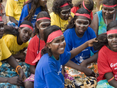 Young dancers painted for bunggul at Garma 2008